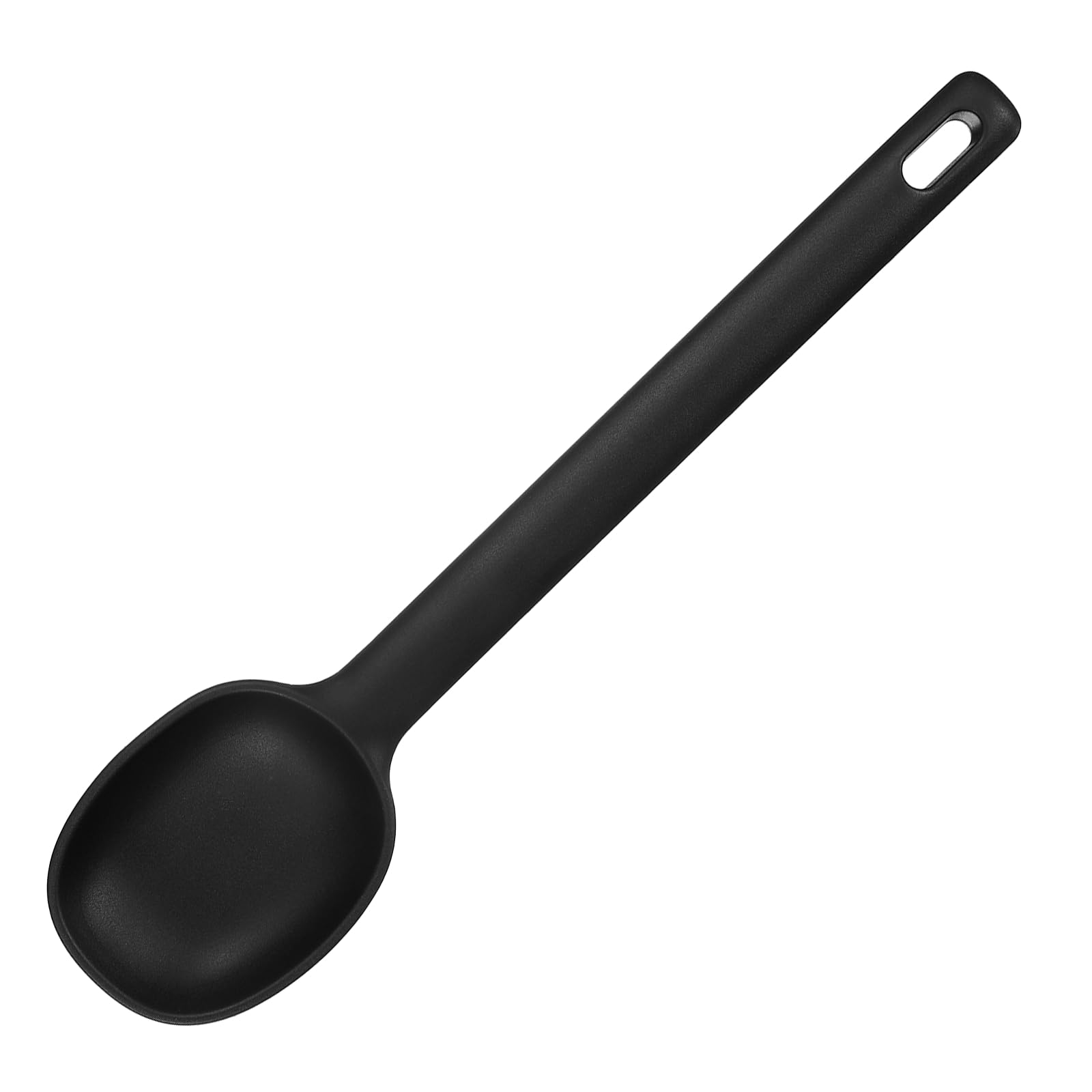sourcing map Silicone Nonstick Mixing Spoon, 11" Heat Resistant Non-Stick Cooking Spoon Long Handle Flexible Spatula Kitchen Baking Tool for Stirring Ladling Serving Food, Black
