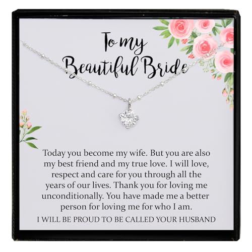 Be Wished Groom to Bride Gift with Meaningful Message and Jewelry, Ready To Gift Necklace with Poem for Wedding Day (Goldfilled Pearl Necklace)