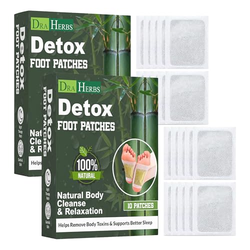 Detox Foot Patches (20 Pads) Bamboo Vinegar Herbal Foot Detox Pads | Night Therapy Sleep Patch for Relaxation & Foot Care | Natural Detox Foot Pads for Men & Women Pack of 2