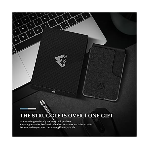 Aluminum Tactical Mens Wallet - Wallets for Men with Leather RFID Blocking Metal Carbon Fiber Pattern Gift (Black PU) - Image 7