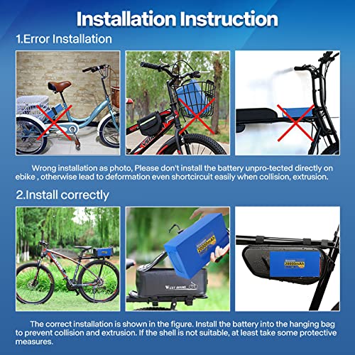 Image of 48V Battery 20Ah Electric Bike Battery with 2A Charger, T-Plug, XT60 Connector and BMS for 250-1000W Electric Bicycles Motor /Ebike Kit
