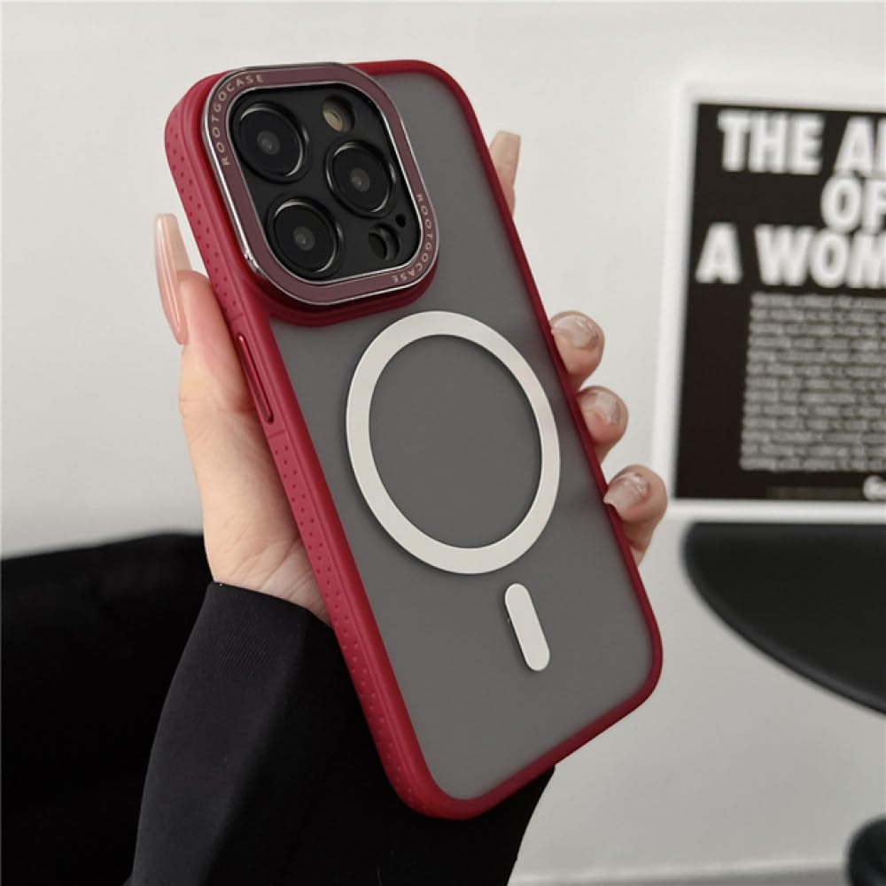 Coque iPhone 14 Pro Max magnétique vin rouge en PC rigide mate - 6