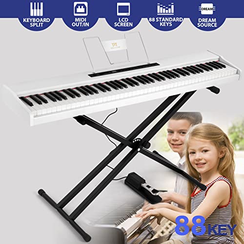 MUSTAR Digital Piano 88 Semi Weighted Keys with Stand Touch Sensitivity, Full Size 88 Key Piano Keyboard Weighted for Birthday Holiday Presents, Bluetooth Connection, Portable Case, Sustain Pedal MUSTAR Digital Piano 88 Semi Weighted Keys with Stand Touch Sensitivity, Full Size 88 Key Piano Keyboard Weighted for Birthday Holiday Presents, Bluetooth Connection, Portable Case, Sustain Pedal