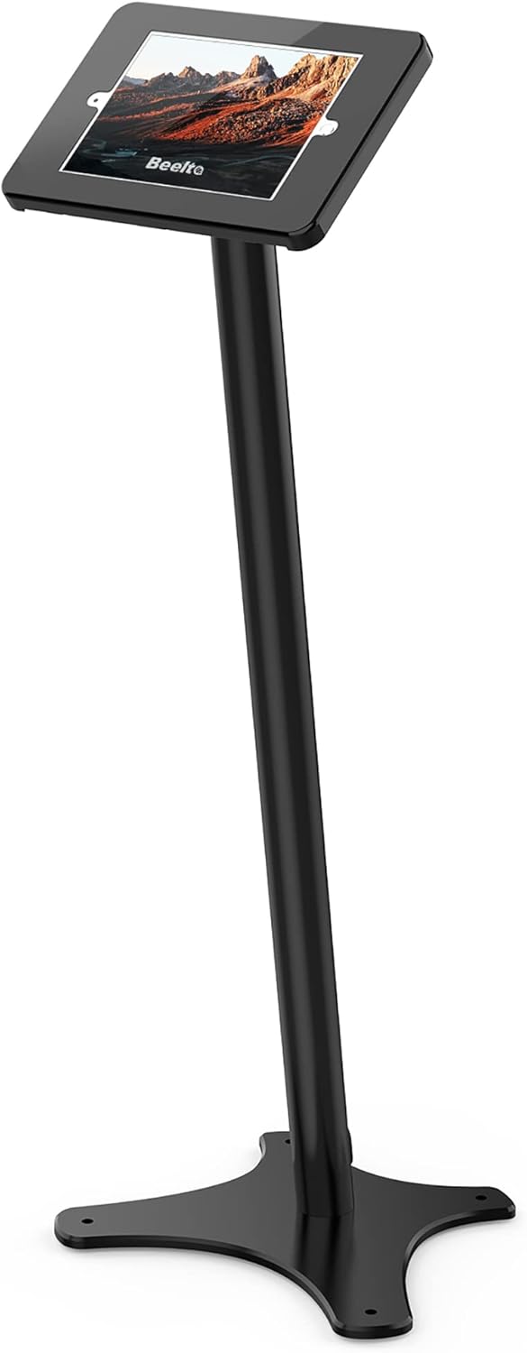 Tablet Floor Stand - 360 Swivel Compatible with 10.2" iPad 7 8 9 Gen, Anti-Theft, Key Lock, All Metal Floor Kiosk Stand
