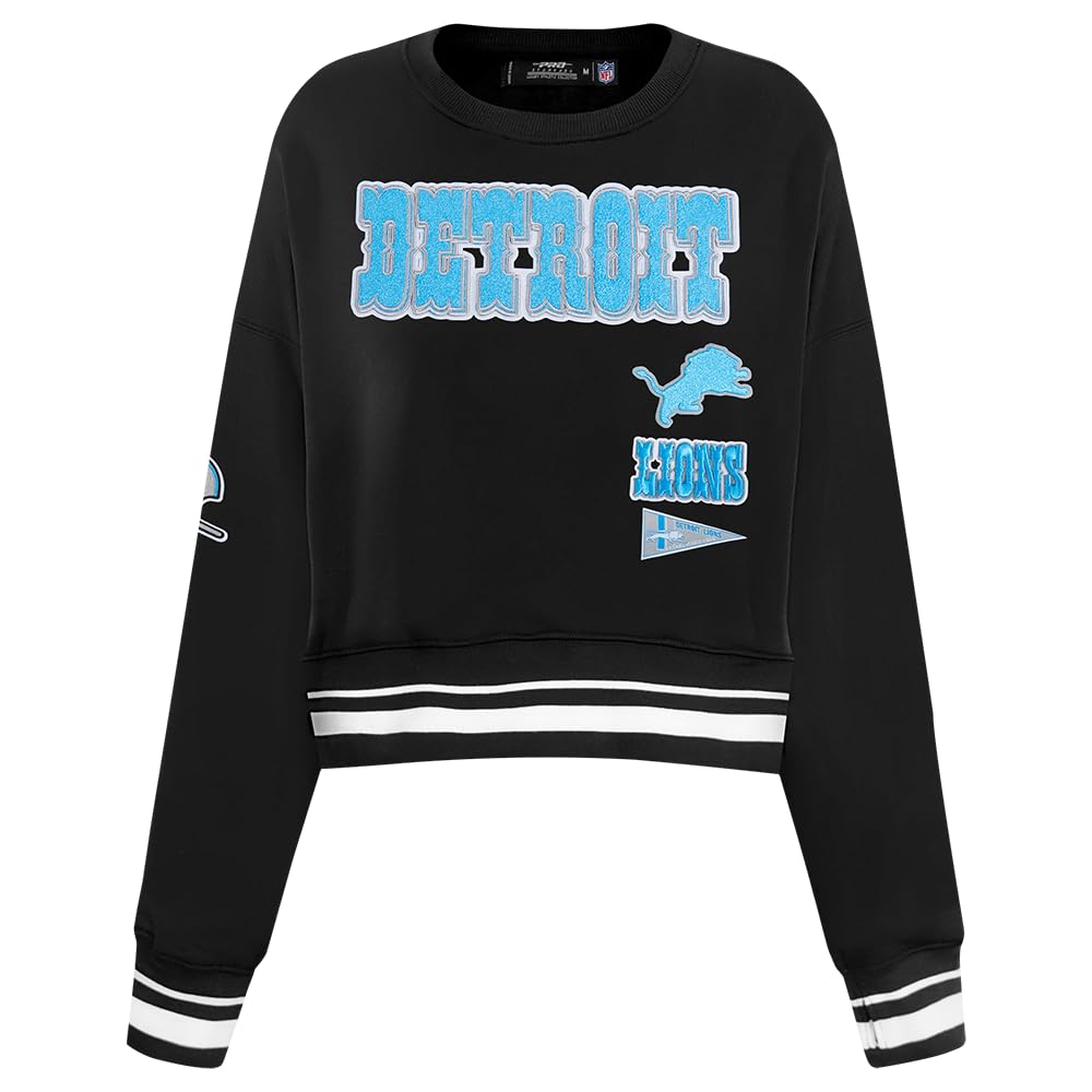 Pro Standard Womens NFL Detroit Lions Retro Classics Crewneck Sweatshirt Black M