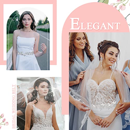 Geyoga Bridal Wedding Dress Belt Rhinestone Pearl Wedding Sash for Bride Dress Gowns Crystal Belt with White Organza4