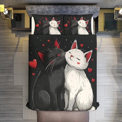 Funda nórdica de gato de 135x200 cm con fundas de almohada para cama infantil 8