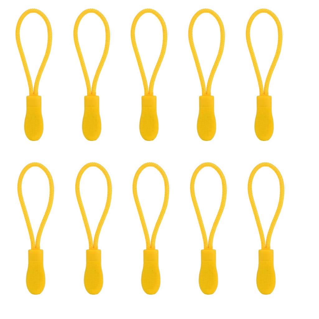 PAPER PLANE ECO Set of 10 Zipper Pull Zip Pull Zipper Puller Cord Slider Fastener Jacket Bagpack replacement (YELLOW)