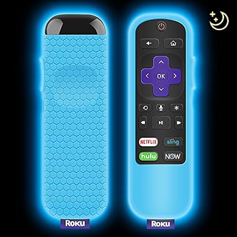 Protective Case for TCL Roku TV Steaming Stick 3600R Remote, Silicone Cover Shock Proof Remote Controller Skin, Anti Slip Universal Replacement Sleeve Holder(Glow Blue) Cover