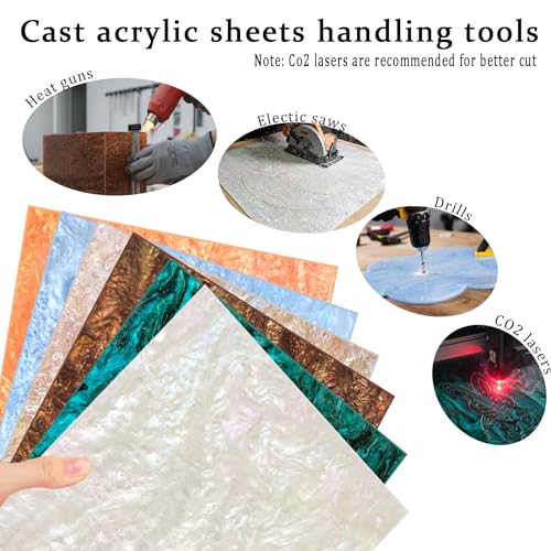 Image of Pearl Glitter Cast Acrylic Sheet 1 /8 for Laser Cutting 12x8 Inch Sparkly Water Stream Pattern Colored Acrylic Sheets for Laser Engraving,Crafts,DIY Projects (6, Assorted, 12x8 Inch)