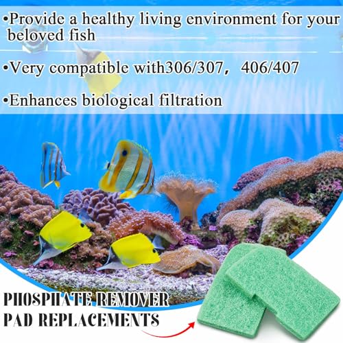 Image of Threlaco 10 Pack Phosphate Remover Pads Compatible with fluval 307 /407 /306 /406, Aquarium Filter Replacement Pads for Fish Tank (Green)