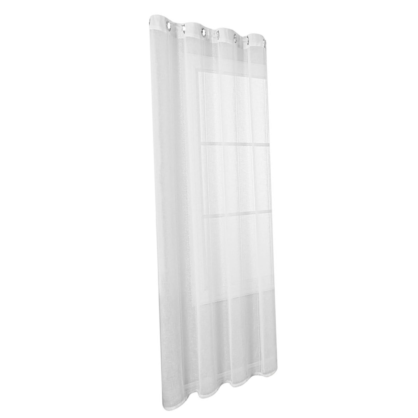 Cortina semitransparente FOMIYES 100x200 cm con rayas plateadas y ojetes para ventana de dormitorio