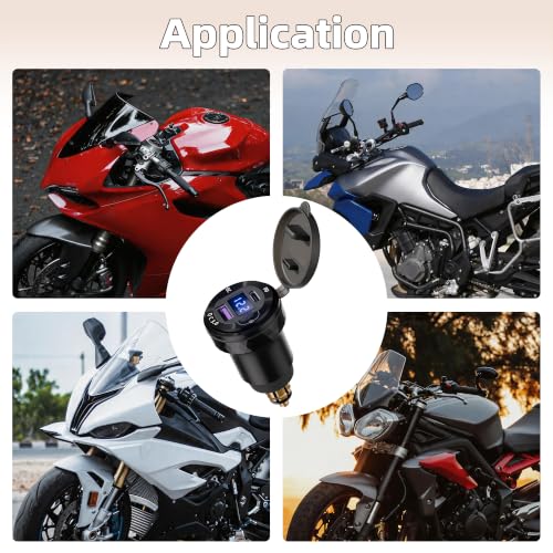Image of DaierTek Waterproof DIN /Hella USB Charger Adapter,DC QC Powerlet Motorcycle Phone Charger with Blue LED for BMW Triumph Tiger Ducati