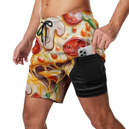 Pizza Printed Mens Swim Trunks Quick Dry Beach Board Shorts with Pockets2