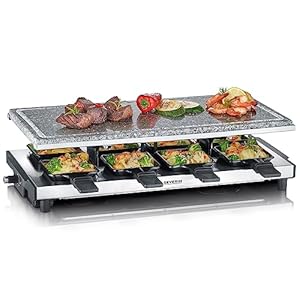 SEVERIN Raclette-Grill con placa grill y 8 sartenes
