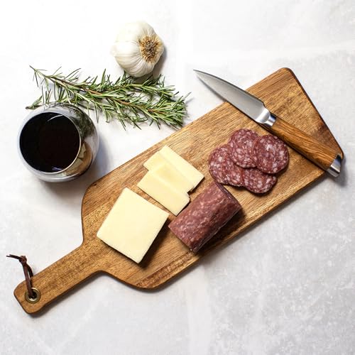 Tablero de Cortar y Bandeja para Quesos en Forma de Botella de Vino de Madera de Acacia Rock & Branch – Tabla Decorativa para Cocina y Regalo Ideal para Amantes del Vino, Anfitriones y Entretenimiento miniatura 3