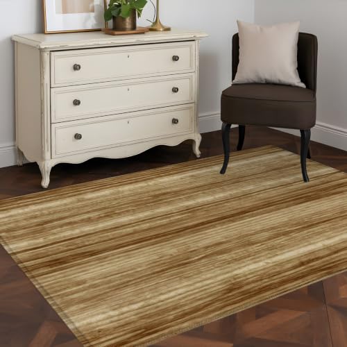 4x6 Retro Brown Wood Grain Area Rug for Living Room