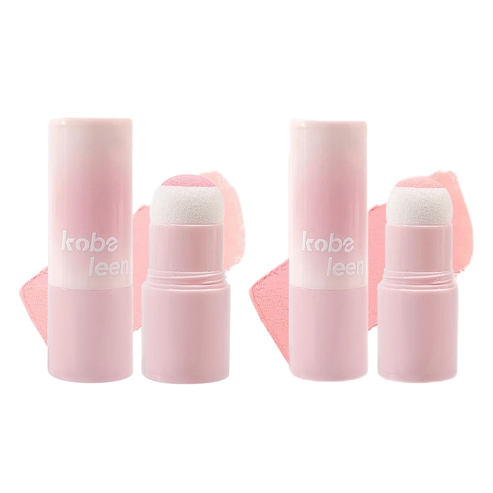 Face Blush Stick 2 Pcs Pressed Powder Blush Kit for Girls Cheeks Natural Long Lasting Shy Blush Makeup - Matte Finish High Saturated Color Light Pink