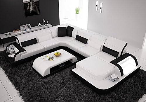 Opulent Items Unique Snow White Italian Leather Sofa Sectional