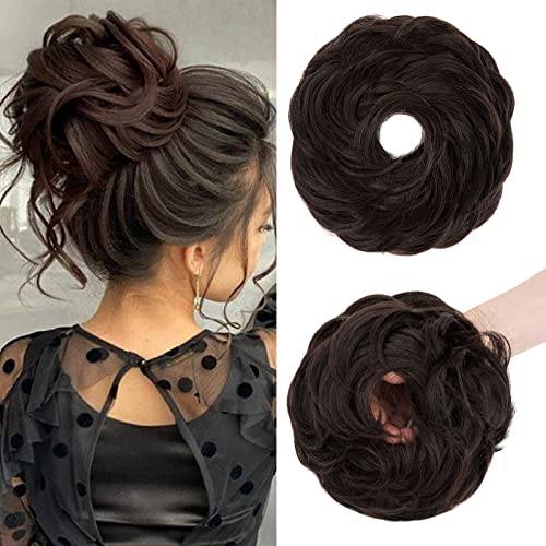 S-Noilite Messy Buns Hair Pieces Curly Hair Scrunchies for Women Donut Updo Hair Chignons Synthetic Ponytail Bun Extensions