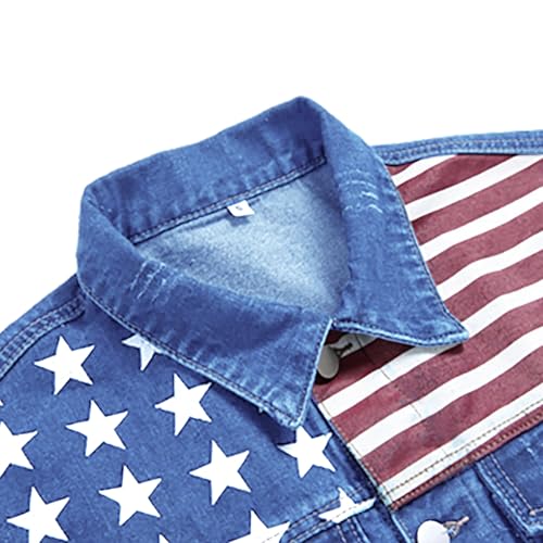LZLER Denim Jacket Men American Flag Trucker Jackets Classic Slim Fit Jean Jacket for Men3