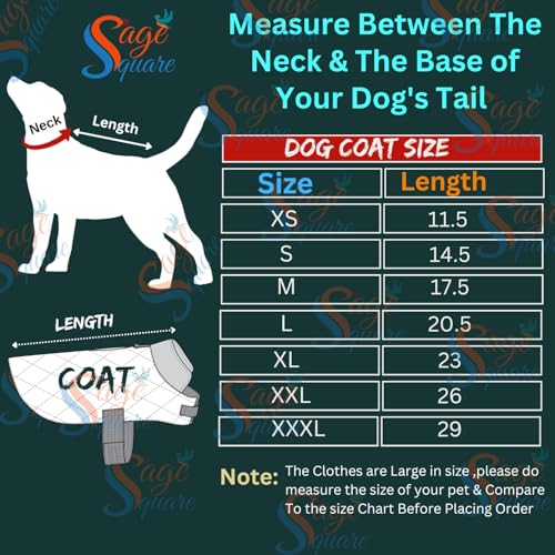 Image of Sage Square Winter Coloured Dog Coat - All-Weather Protection, Windproof, Waterproof Cozy Fleece Lining, Adjustable Straps, Durable Construction, Stylish, Comfortable, Jacket (Red Dear Print, Small)