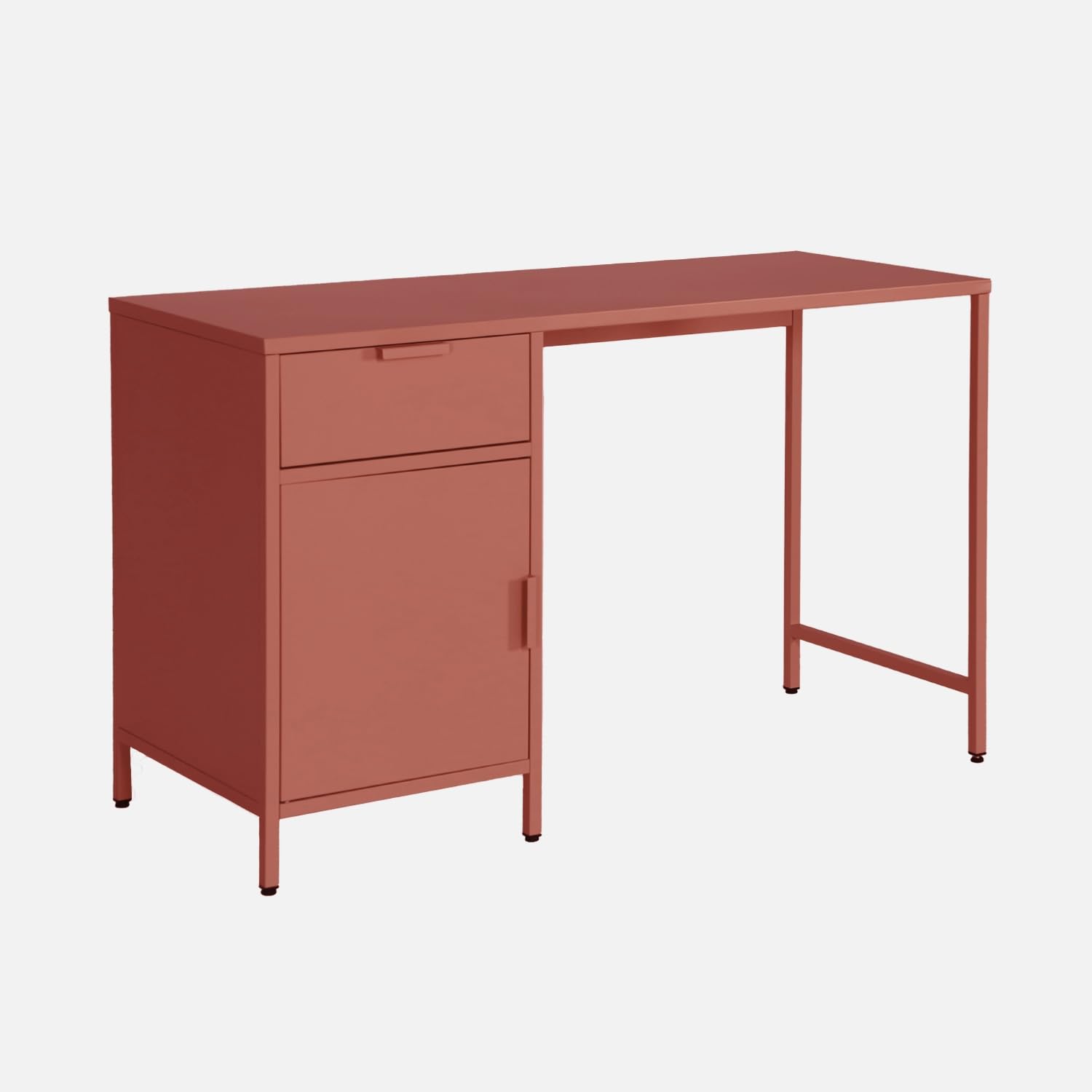 sweeek - Scrivania Bambino Acciaio laminato 1 cassetto. Terracotta. L 120 x P 50 x H 75 cm