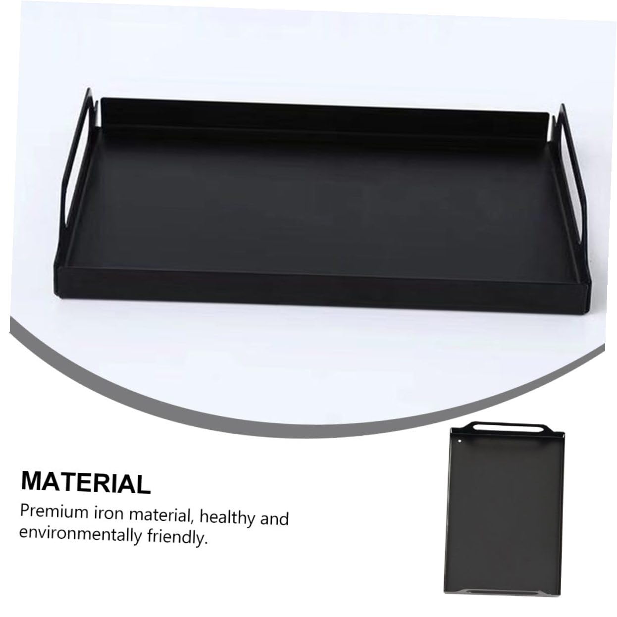 Baluue Plateau Rectangulaire Fer Noir Plateau de Service Multifonction Antidérapant pour Fruits Desserts et Snacks Empilable et Gain de Place pour Buffet et Cuisine