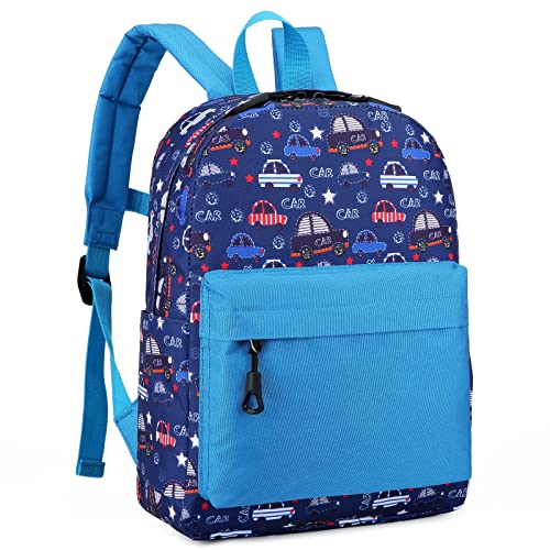 Kid Toddler Backpack for School Purple Dinosaur Teen Nursery Preschool Backpack Kindergarten Daycare School Bag, Cartoon-car - Dark Blue, Travel Backpacks