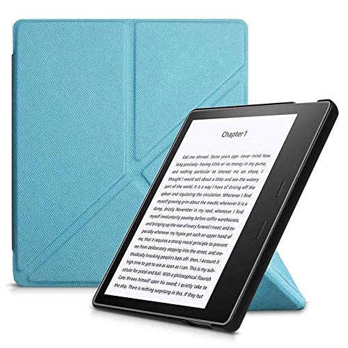 Capa Kindle Oasis 3 - Auto Hibernação - Fechamento Magnético - Origami - Azul Claro