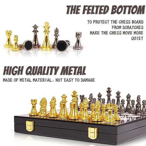 Agirlgle GUNJINCHESS Metal Chess Set For Adults And Kids – Marbling Chess Board thumb #2