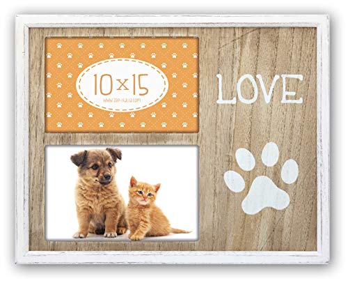 ZEP S.r.l. Barret Marco de Madera, Blanco/Crema, Für 2 Fotos 10 x 15 cm