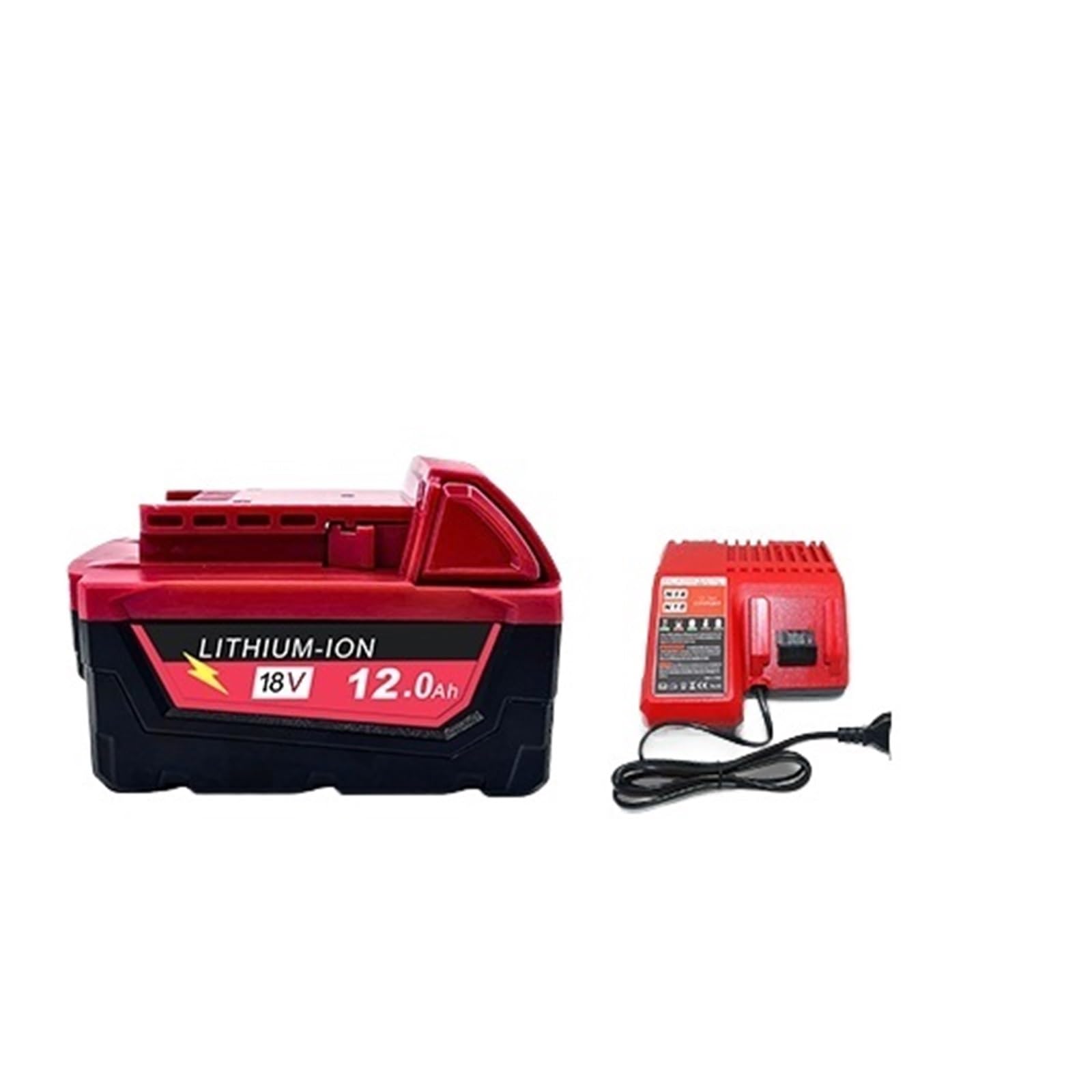 Batería De Litio for Taladro Eléctrico Compatible Con Batería Milwaukee M18,6.0Ah | Cargador, M18B6 M18B5 48-11-1860, 48-11-1850, 48-11-1840, batería de litio for herramientas(12Ah x1 and Charger)