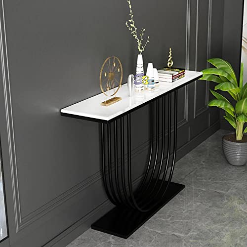 Image of Brown Art SHOPPEE Elegant Metal U Side Tables Console Sofa Tables End Table with Engineered Wood Top and Metal Frame Coffee Snack Console Tables for Living Room Or Corridor Hallway (Black)