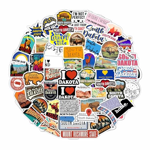 Image of Dakota Stickers for Water Bottle and Laptop - Dakota Party Favors & Decorations, Waterproof Vinyl Decals, State Pride and Icon Stickers, Gifts for Women & Men
