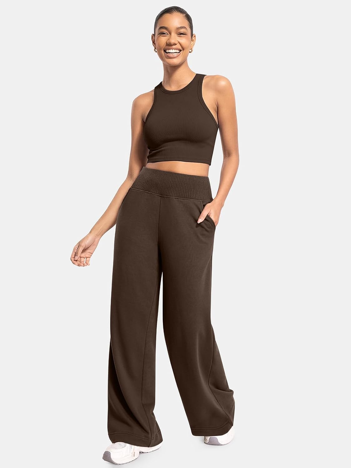 ATHMILE Women's Wide Leg Sweatpants High Waisted Baggy Lounge Pants with Pockets Drawstring Comfy Casual Athletic Palazzo