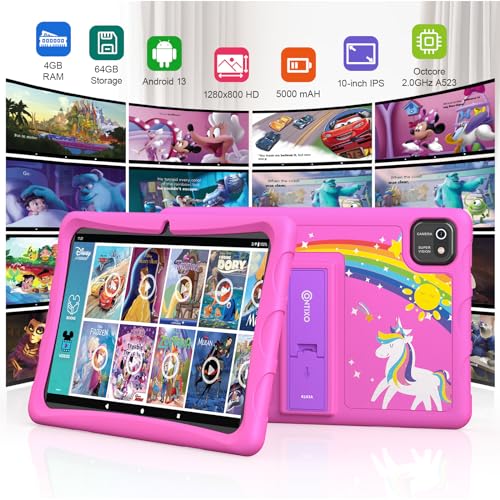 Image of Contixo Kids Tablet K103A - Learning Tablet for Kids with Games and Educational Apps, 10 inch, Android, 64GB, WiFi, Parental Control, Kid-Proof Case with Kickstand - Pink