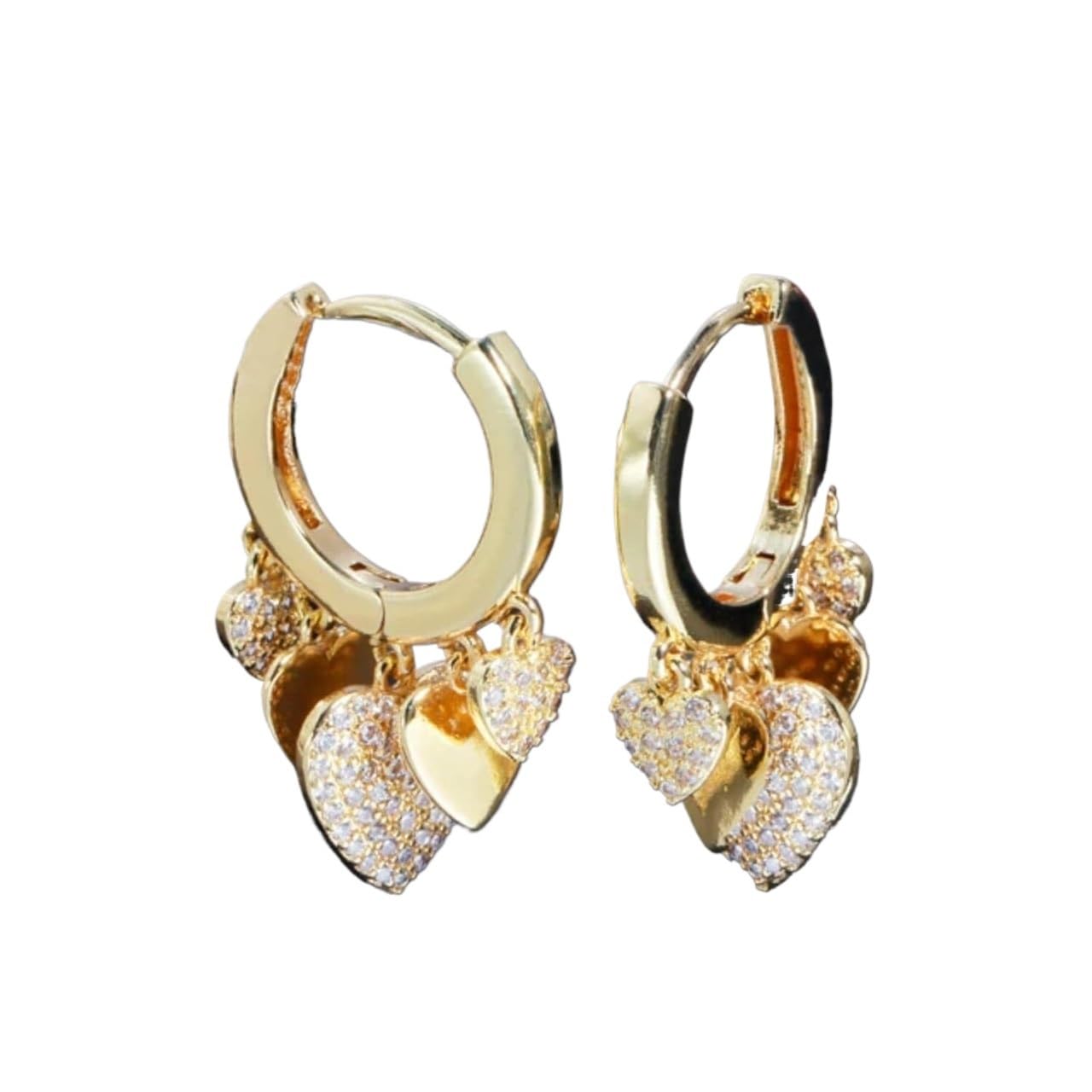 JFGCTYHXY Earrings, Zircons Trendy Cubic Zircon Dangling Tassel Love Heart Shape Charms Endless Hoop s For Women Bohemian Jewelry(Gold Color)