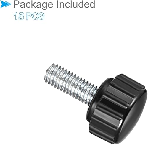 Miniatura 9 de Perillas de sujeción moleteadas, rosca macho M4 x 0.394 in, cabeza de 0.630 in, perno de agarre de tornillo de pulgar de plástico termoestable,