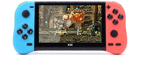 Old Arcade Retro Classic Handheld Game Console 5 Inch Led Screen Double TF Card 8 GB Internal 64 GB External Over 10000 Preloaded Games (Red and Blue)