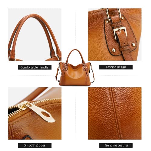Kattee XB070 Genuine Leather Handbags Tote Shoulder Bag For Woman Satchel Designer Purse Top Handles Crossbody Bag Large Capacity thumb #4