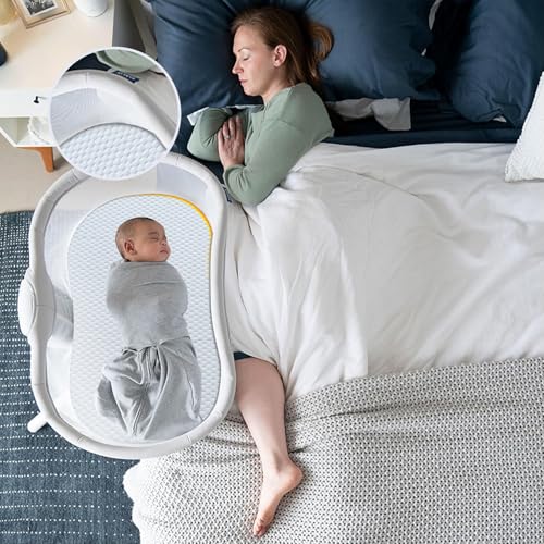 Image of Lisara Baby Bassinet Mattress, 30 x 18 Dual Sided Gel Memory Foam Bassinet Mattress with Waterproof, Removable, Ice Silk Cover, Fit for Halo Bassinest, Swivel /Flex /Glide /Premiere /Luxe Series Sleeper