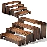8 Pack Wooden Tiered Display Stands Stackable Pine Wood Toy Display Risers, Suitable for Vendor Events, Cosmetic & Perfume Display Tools, Kitchen Spice Storage, Cupcake Stands, Wooden Dessert Table Sets, Vendor Booth Displays, Outdoor Party Food Displays (Sizes: 12 Inches, 11.2 Inches, 10.4 Inches, 9.6 Inches)