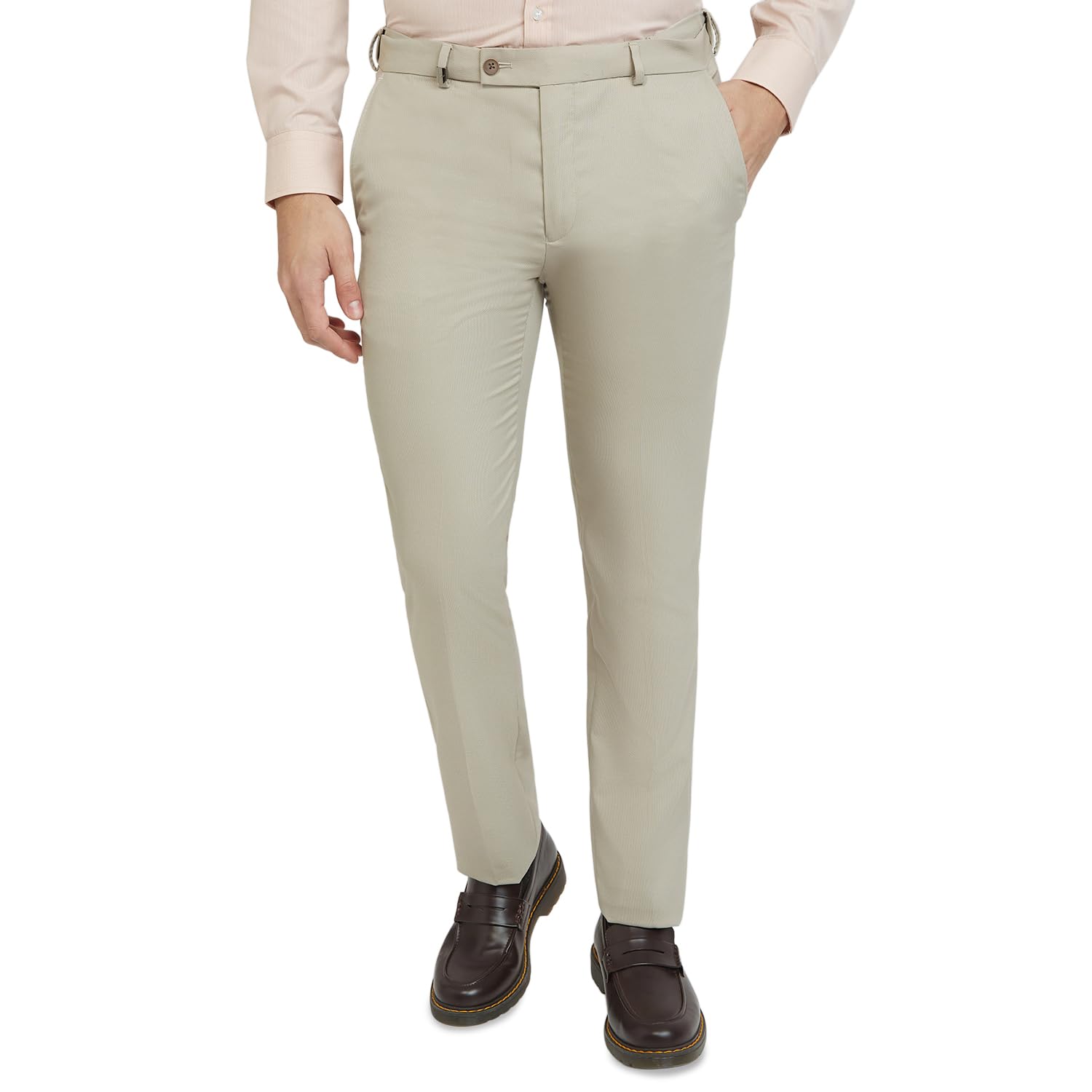 park avenue Men Slim Fit Structure Pattern Polyester Blend Flat Front Formal Trouser-picture-23