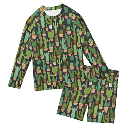 Cactus Cute Baby Boys' Toddler Long Sleeved Rashguard Swim Bathing Suit Set B0402413