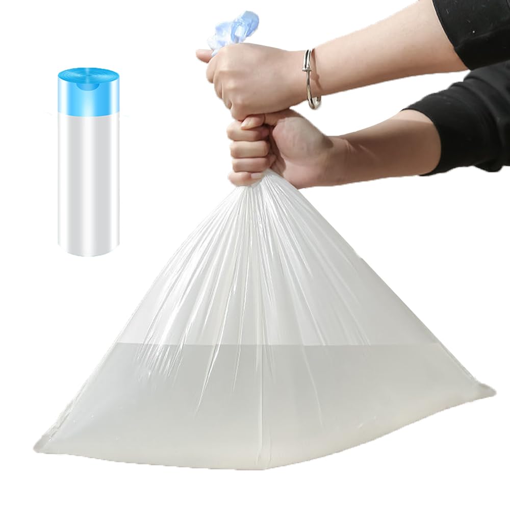 Sturdy drawstring kitchen garbage bag, 4-6 gallon garbage bags, kitchen bathroom bedroom office, (White（75Count）)