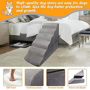 Dog-Stairs-Steps-for-30-Inches-Tall-High-Bed-Pet-Dog-Ramp-Ladder-for-Small-Dogs-Injured-Doggie-Old-Cats-Kitty-Small-AnimalsGrey-Up-to-29-30-31-32-33-Inch-Tall-Bed - Cucciolini Doodles   Dog-Stairs-Steps-for-30-Inches-Tall-High-Bed-Pet-Dog-Ramp-Ladder-for-Small-Dogs-Injured-Doggie-Old-Cats-Kitty-Small-AnimalsGrey-Up-to-29-30-31-32-33-Inch-Tall-Bed