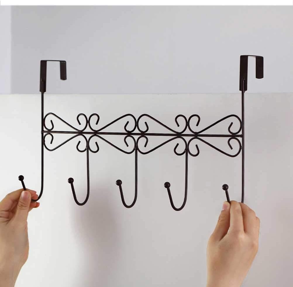 Key Rack Door Hooks Home Kitchen Utensils Towel Hanger Storage Tools Door Wall Hooks Door Hanging Rack Holder Wall Keychains (Color : Bronze)