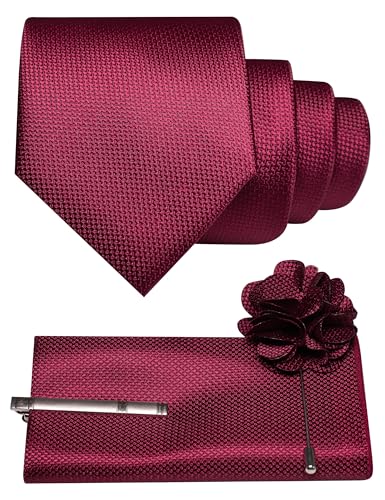 Image of JEMYGINS Mens Tie and Lapel Pin with Pocket Square Tie Clip Sets for Casual and Business 4PCS