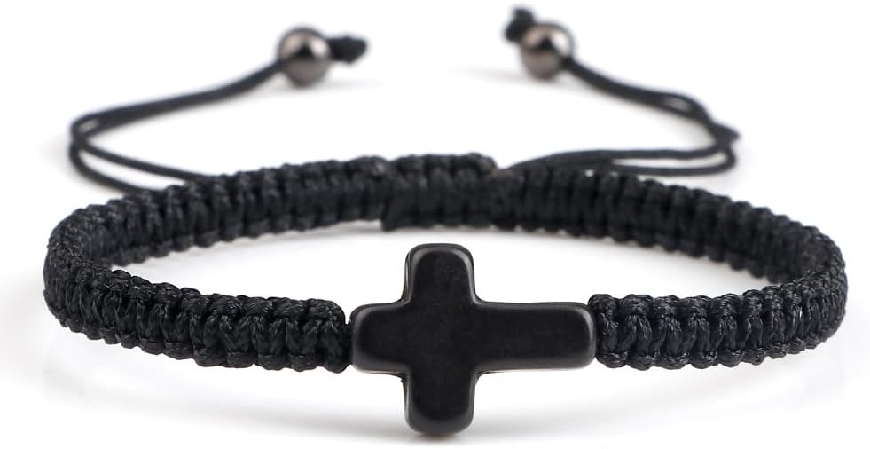 Adjustable Handmade Cross Braided Rope Bracelet for Christian Colorful Matching Couple Charm Jewelry Inspirational Religious Woven Bracelet Birthday Easter Thanksgiving Christmas Gifts